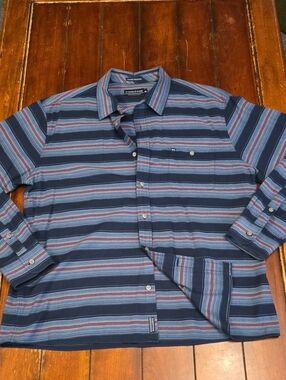 Fish Hippie Navy & Light Blue Striped Long-Sleeve Button-Down Shirt